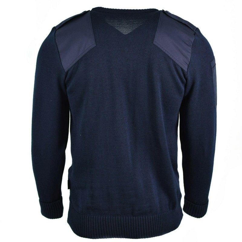 Pull britannique authentique, pull de police de l'armée, pull commando bleu col en V pour homme, NEUF
