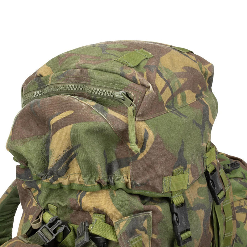 Sac à dos tactique militaire britannique original camouflage boisé 90 litres poches latérales