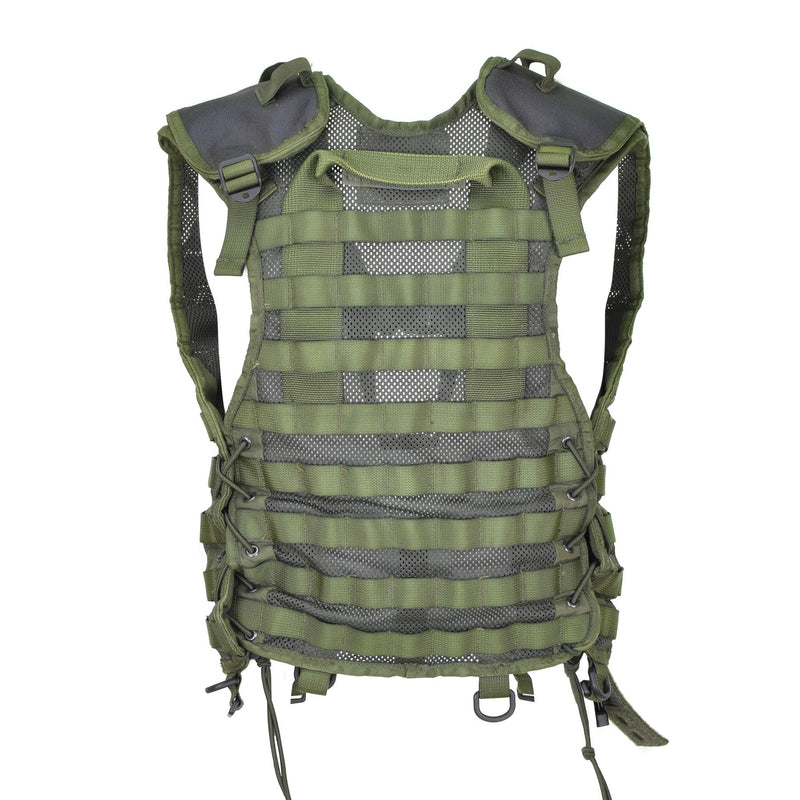 Gilet militaire néerlandais authentique renforcé olive 6 pièces avec poches modulaires MOLLE forestières 
