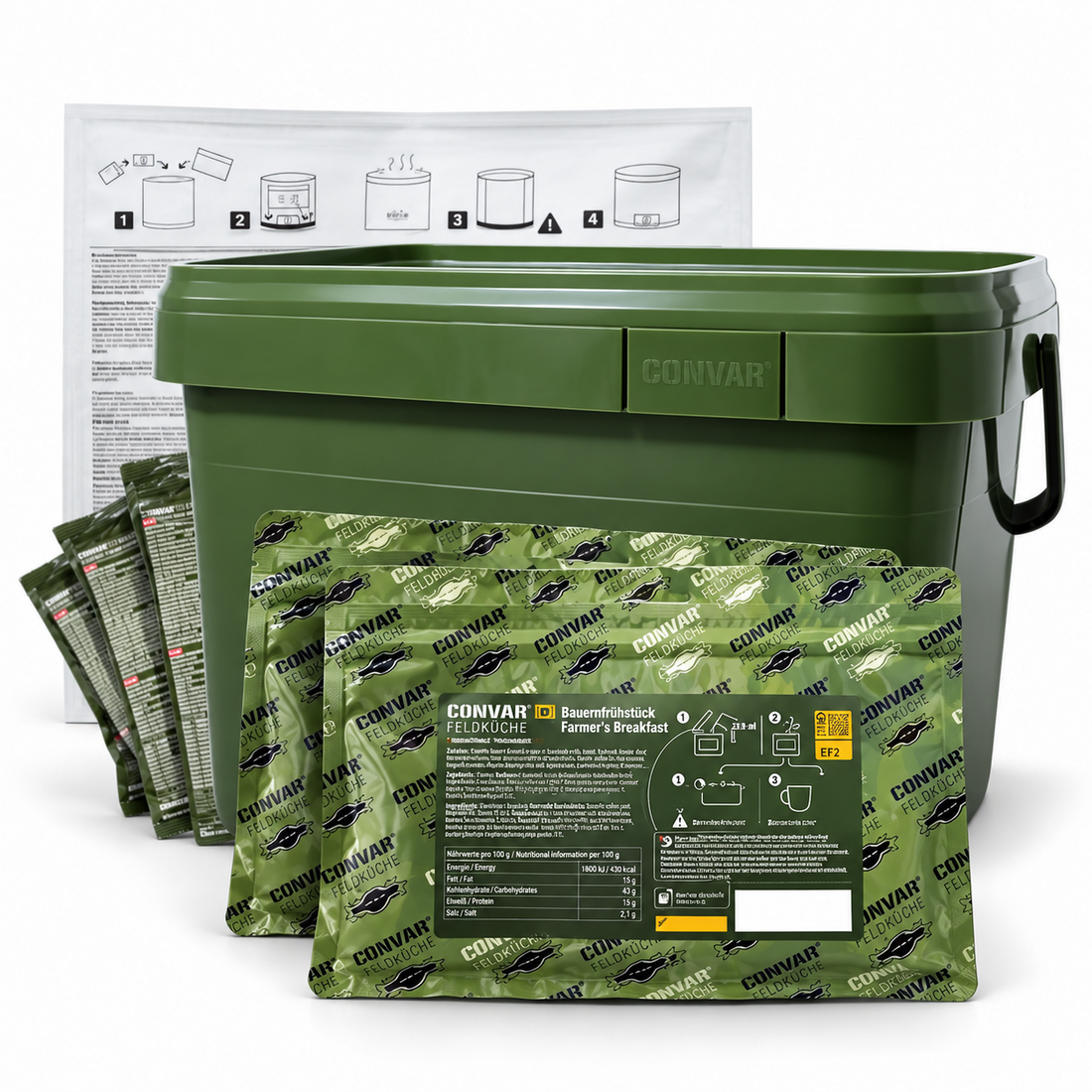 CONVAR Feldküche Kit alimentaire d'urgence 72 heures, alimentation 3 jours, chauffe-eau 6 L