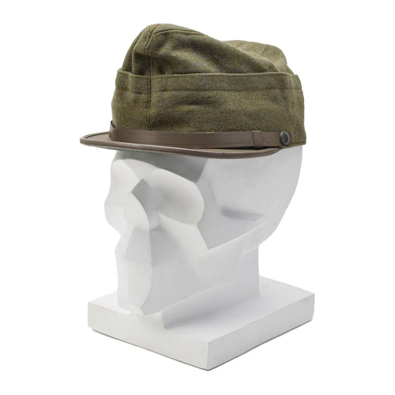 Casquette de campagne militaire italienne originale snapback en laine olive légère vintage