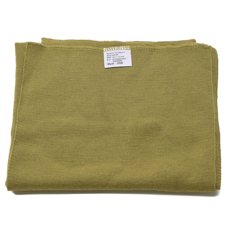 Véritable écharpe de l'armée néerlandaise kaki surplus militaire tube de cou laine mérinos coton NEUF