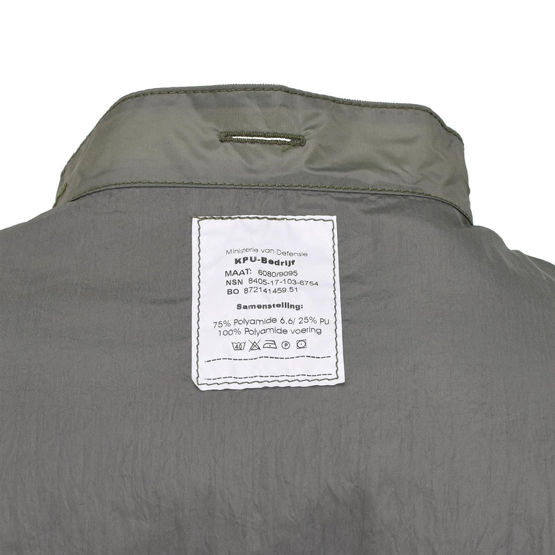 Veste de pluie militaire néerlandaise originale, imperméable, coutures étanchées, combat, olive