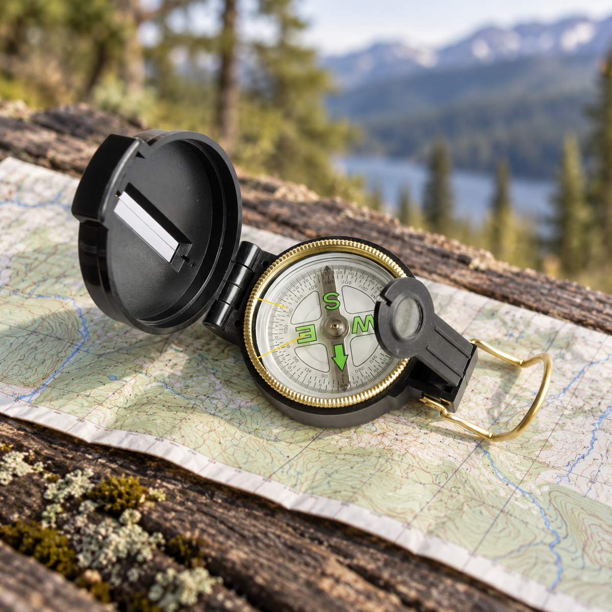 Outil de navigation de carte de boussole remplie de liquide Pentagon Wanderer noir