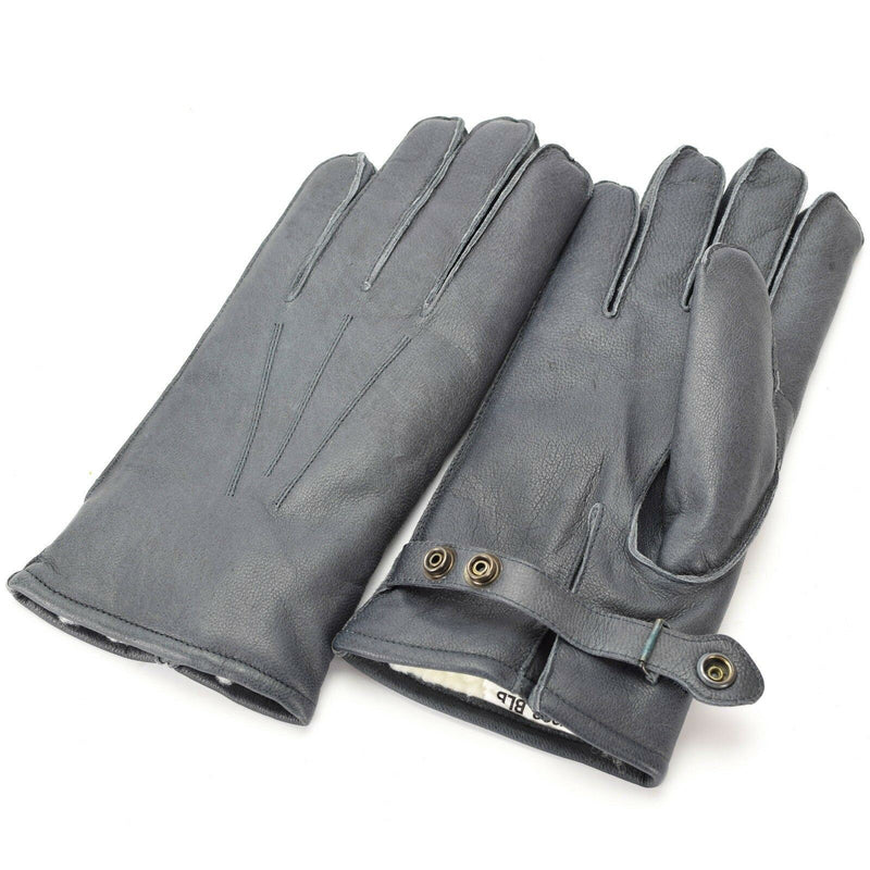Gants de patrouille en cuir véritable de la police allemande, doublés de laine grise, 100 % chauds pour l'hiver, NEUF