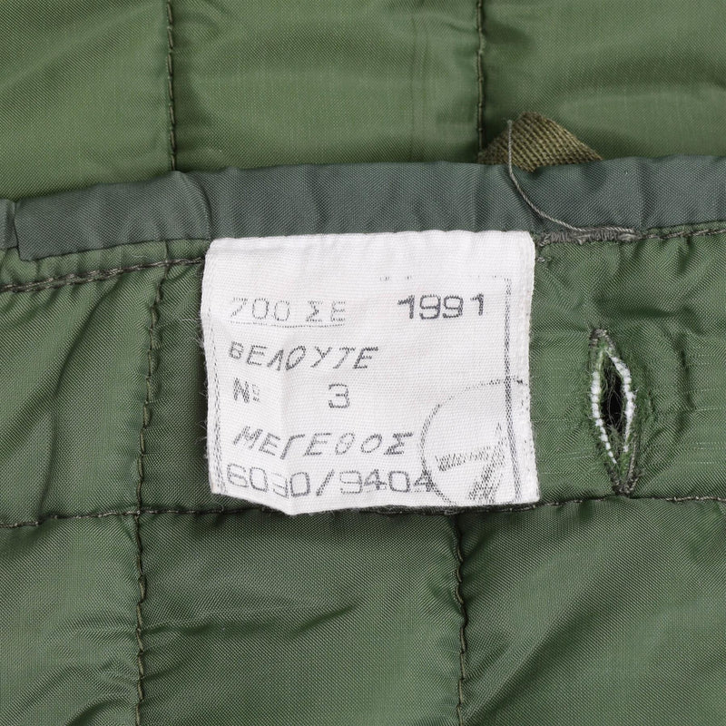 Veste de doublure originale de l'armée grecque M65 veste militaire chaude matelassée doublure verte