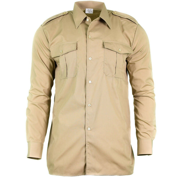 Véritable chemise de l'armée belge fatigue surplus chino kaki militaire manches longues NEUF
