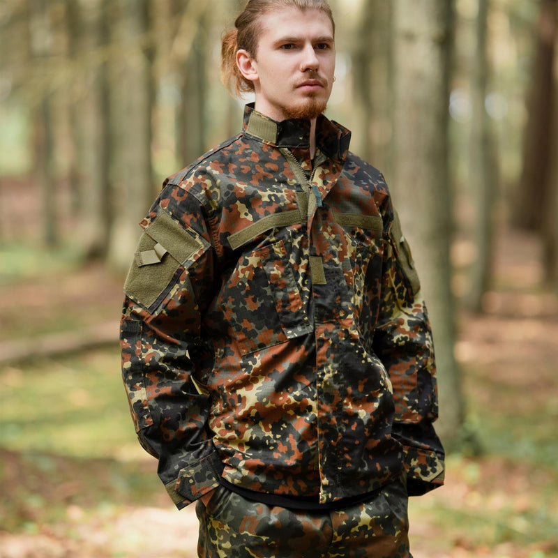 Veste de style militaire américain de marque MFH, uniforme de terrain, camouflage flecktarn, ripstop, NEUF