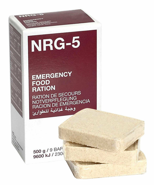 Ration d'urgence pour l'armée, pack de nourriture de survie MRE Prepper Military NRG-5 500g. 9 barres