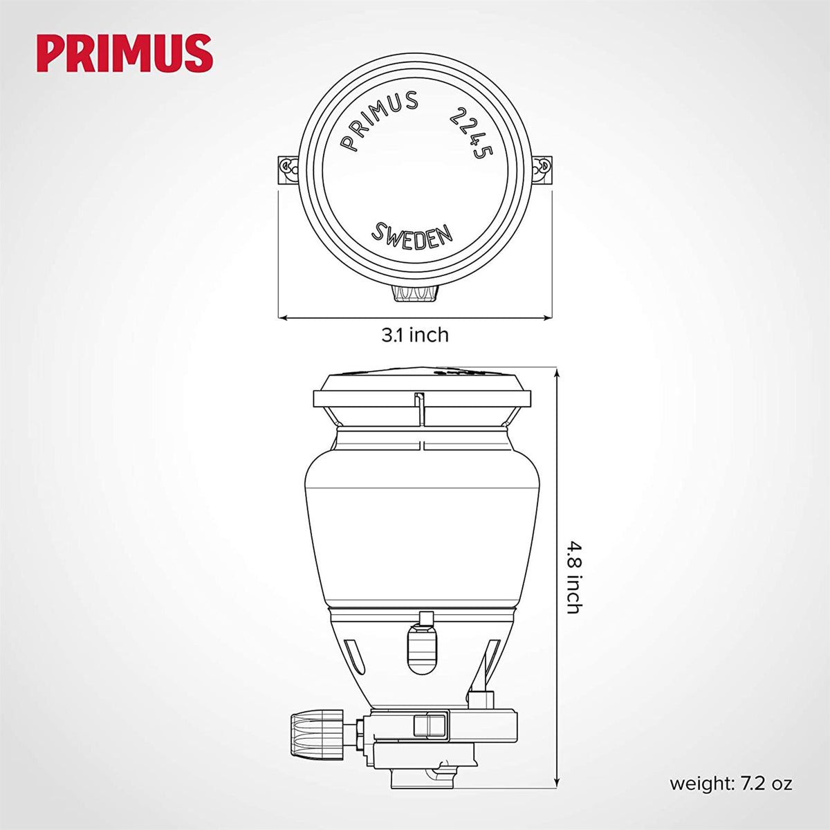 Lanterne à gaz Primus EasyLight 490 lumens Camping Randonnée Lampe extérieure en verre