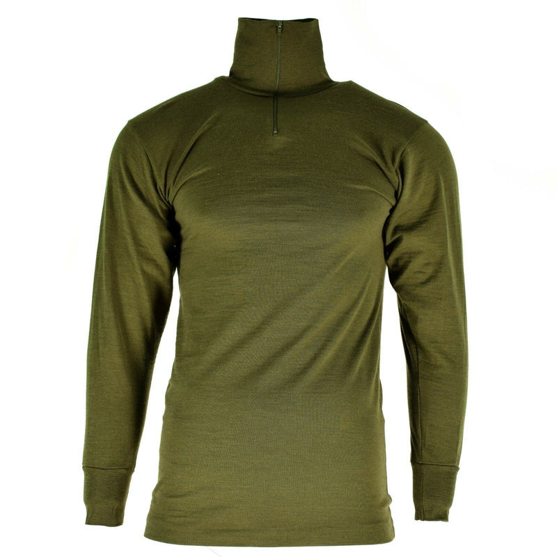 Chemise en tricot originale de l'armée italienne avec fermeture éclair, sous-vêtement thermique F1 vert OD NEUF