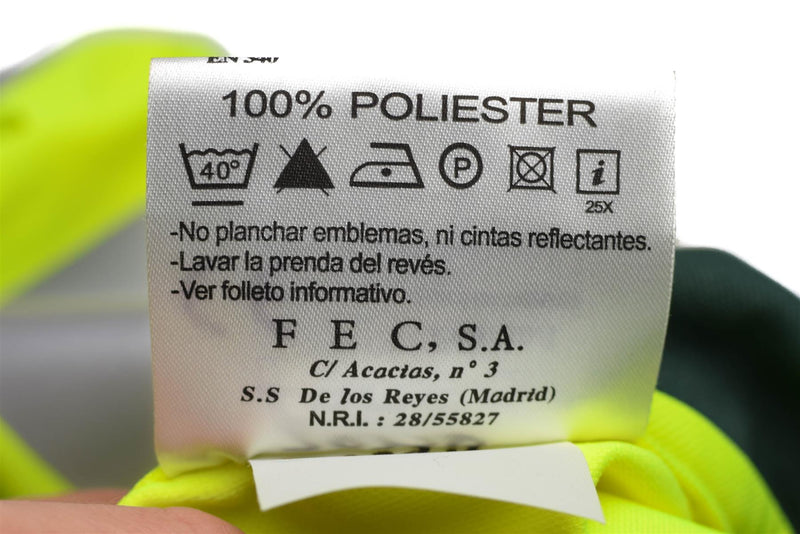 Polo espagnol authentique à manches longues avec veste réfléchissante jaune de la garde civile NEUF