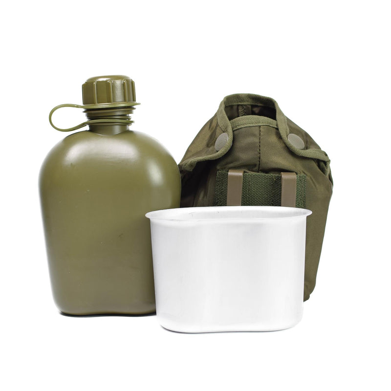 Gourde d'origine de l'armée autrichienne avec pochette pour tasse OD 1 litre cantine NEUF