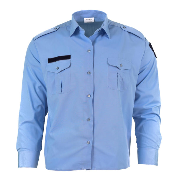 Chemise à manches longues en coton bleu véritable de la police militaire française Gendarme NEUF