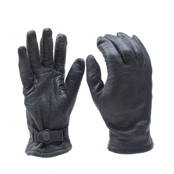 Gants militaires allemands en cuir d'origine avec dragonne grise, surplus de l'armée allemande