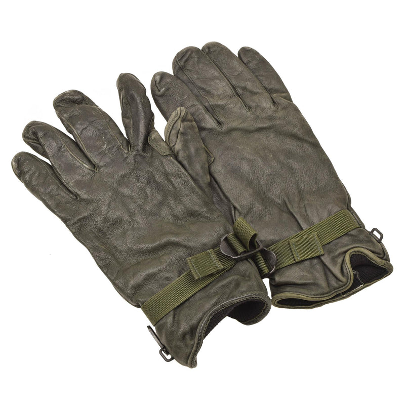 Gants en cuir d'origine britannique militaire MK II doublés vert foncé pour la protection des mains