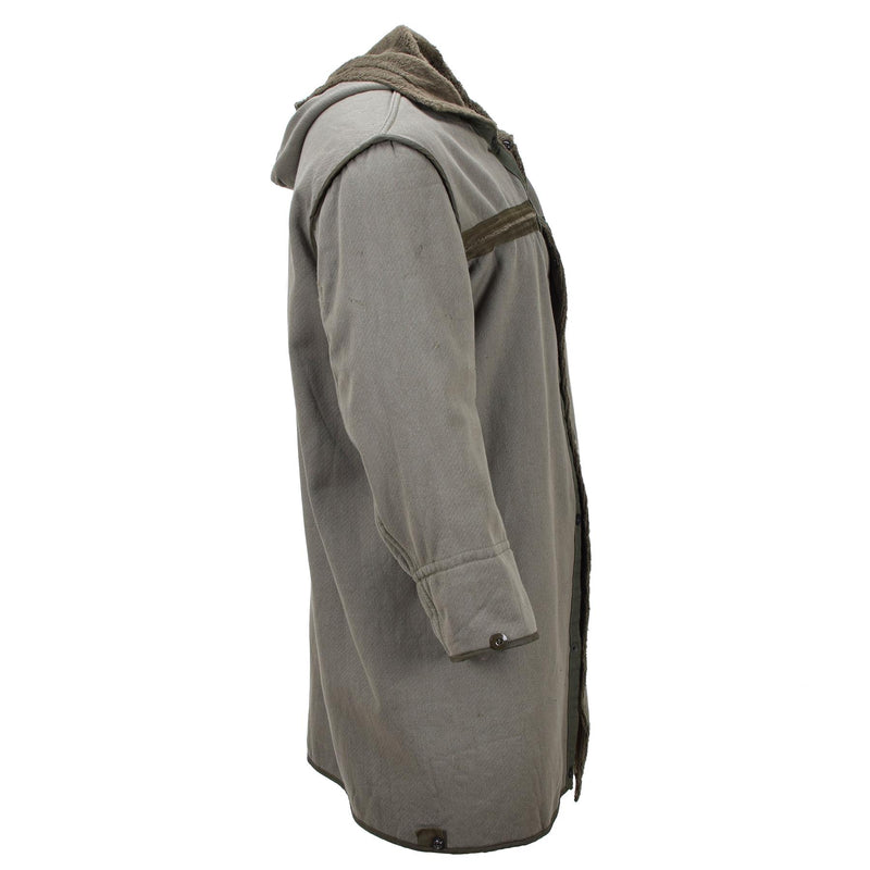 Parka longue militaire allemande originale avec doublure en fausse fourrure et capuche thermique olive