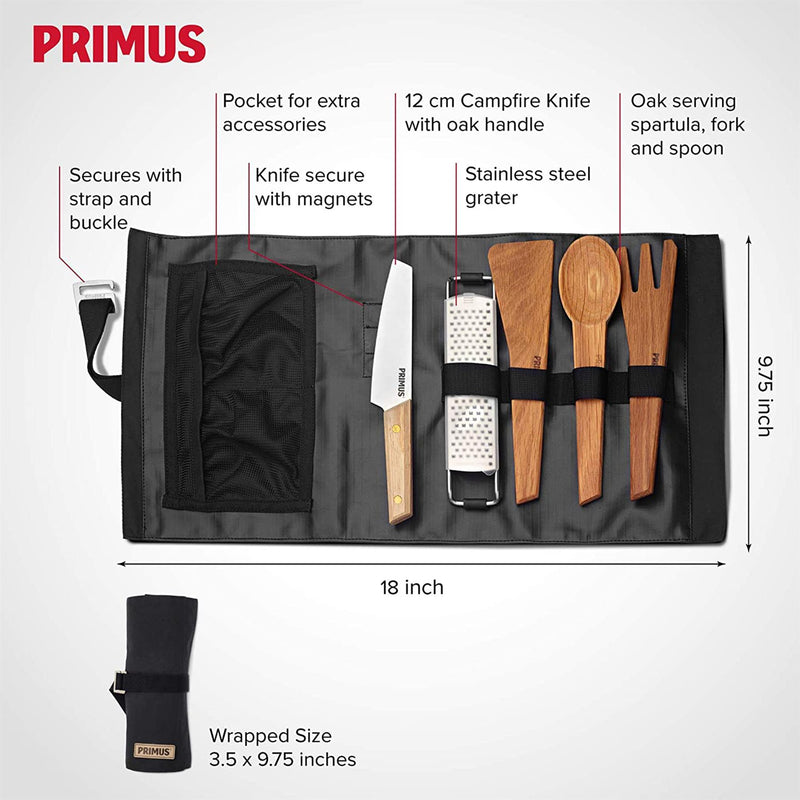 Kit d'ustensiles de camping en plein air Primus CampFire Prep, couteau de randonnée, cuillère, fourchette