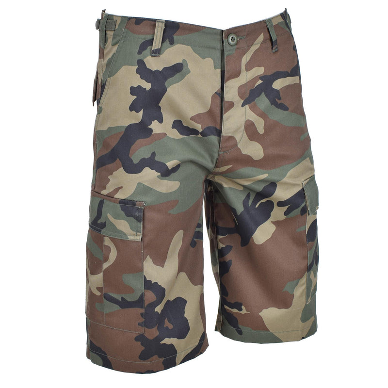 Short militaire cargo BDU de marque Mil-Tec style militaire camouflage Woodland bermuda