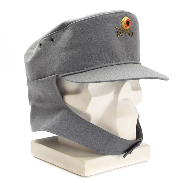 Casquette militaire de montagne originale de l'armée allemande Gebigsjäger grise avec badge à fleurs