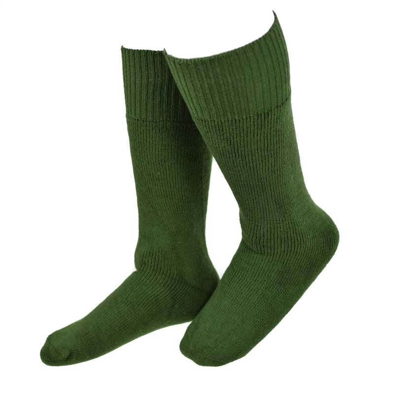 Lot de 3 à 5 paires de chaussettes thermiques de l'armée néerlandaise authentiques en laine verte militaire pour bottes longues