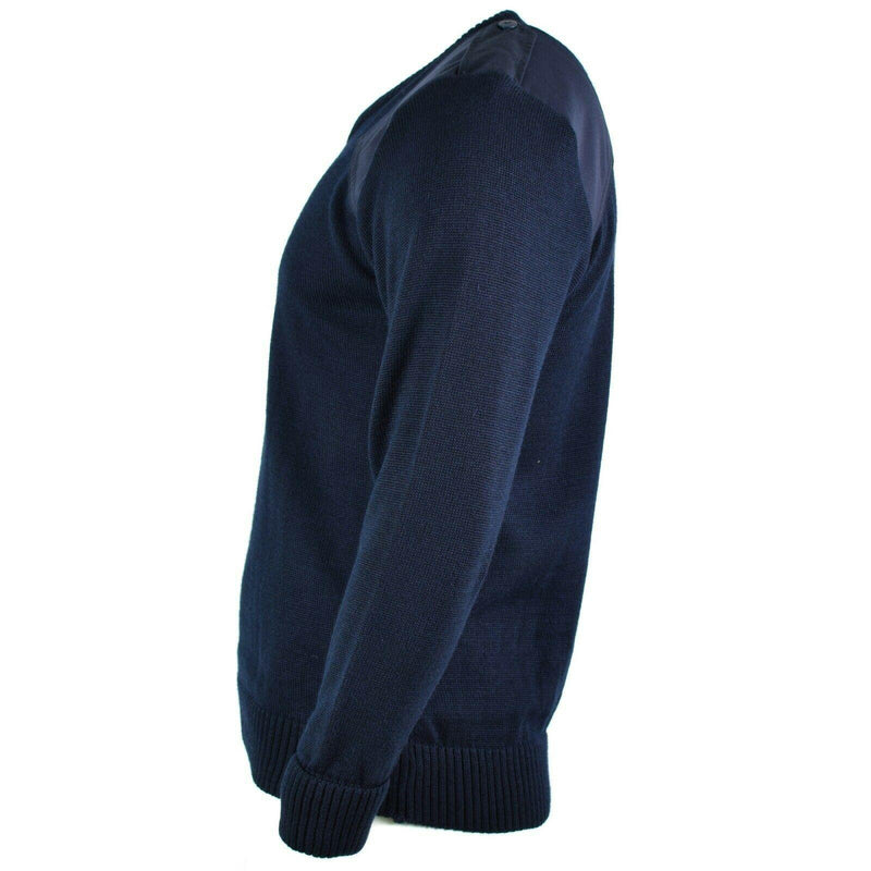 Pull britannique authentique, pull de police de l'armée, pull commando bleu col en V pour homme, NEUF