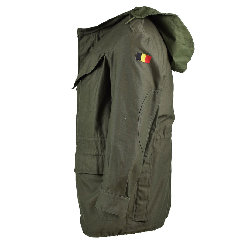 Véritable veste de campagne de l'armée belge M64 parka militaire imperméable en coton Olive NEUF