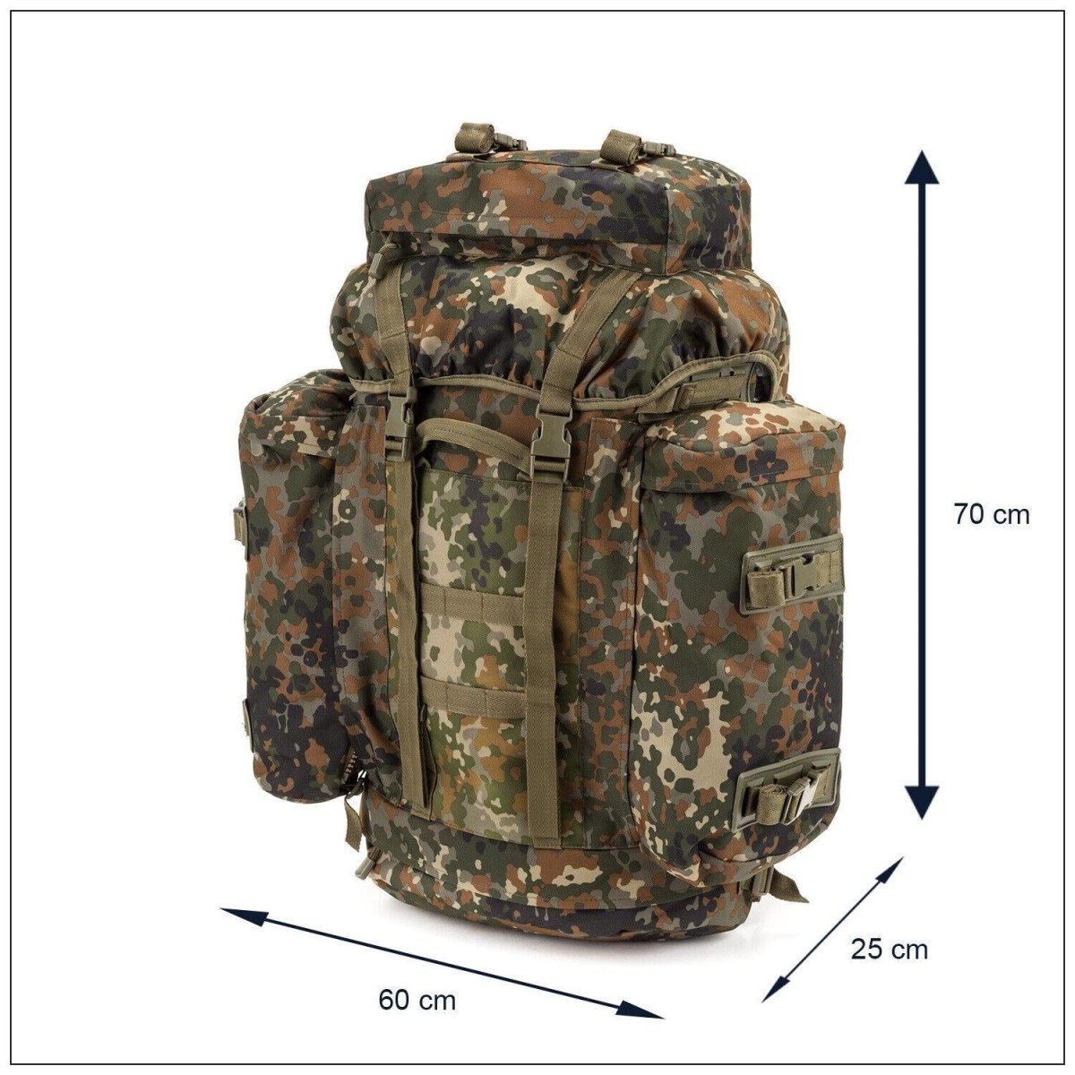A.Blochl BW Sac à dos de randonnée en montagne, camping, grand sac à dos, camouflage flecktarn