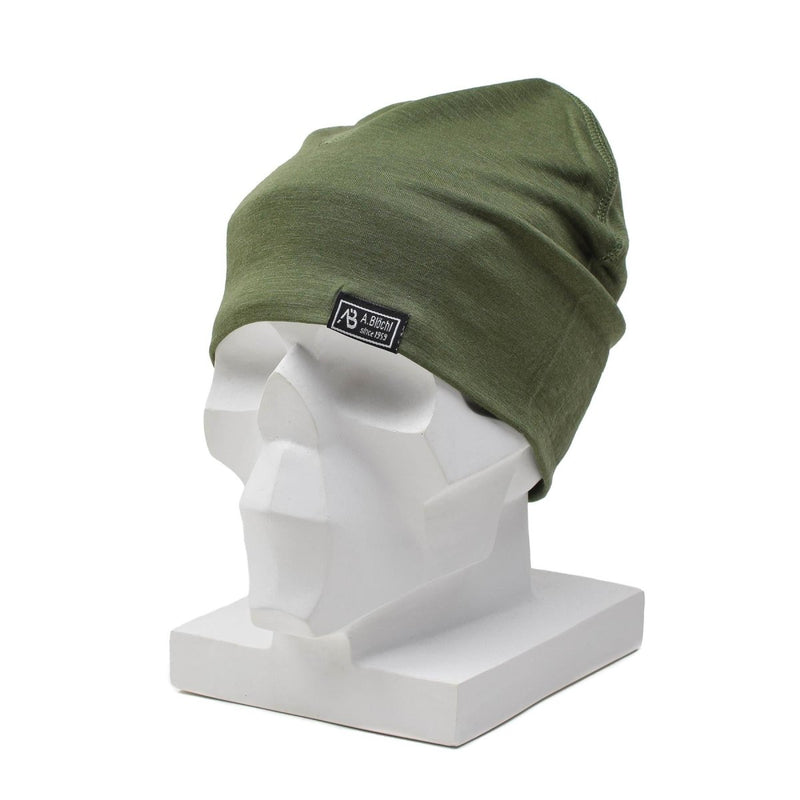 A.Blochl Merino wool beanie sports hiking headwear breathable watch cap olive - GoMilitar