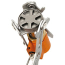 Foldable lightweight titanium portable camping burner stove for hiking and outdoor use, compact and durable design.