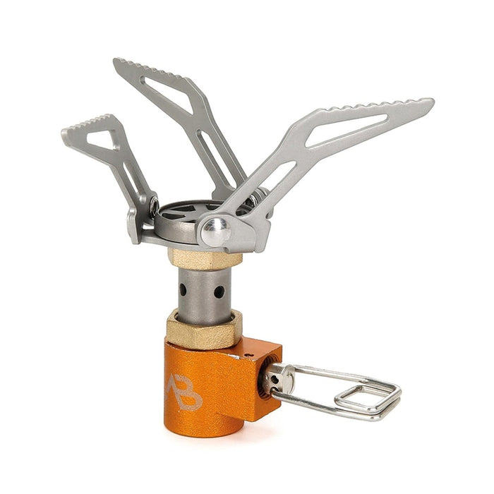 Brûleur de camping pliable et compact en titane léger avec base orange pour la randonnée et l'utilisation en extérieur