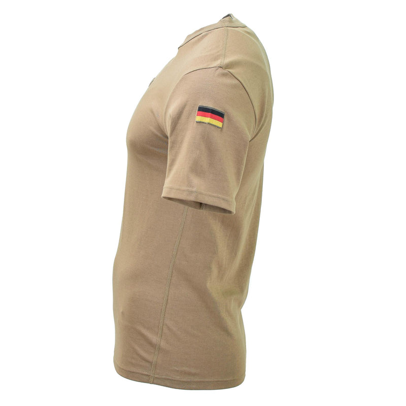 Chemises militaires allemandes à manches courtes avec drapeaux tropicaux sur la poitrine et les épaules avec crochet et boucle