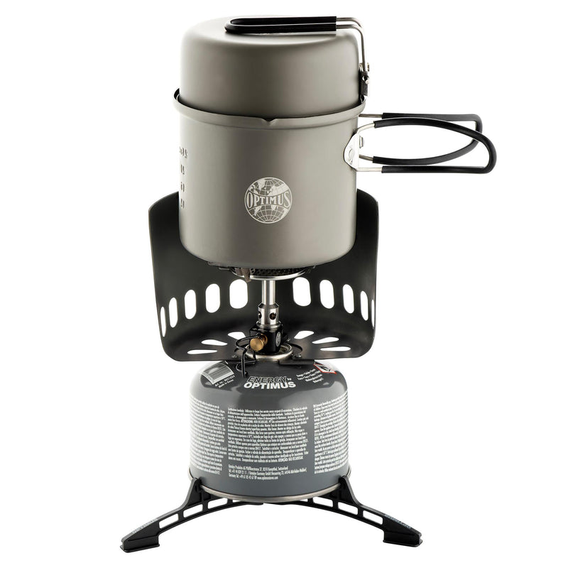 Système de cuisson de camping Optimus Elektra FE, brûleur de cuisson extérieur, poêle pare-brise