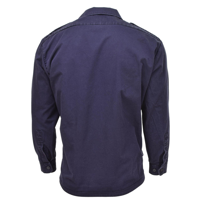 Chemises d'uniforme à manches longues de l'armée néerlandaise authentiques, veste bleu marine, surplus militaire