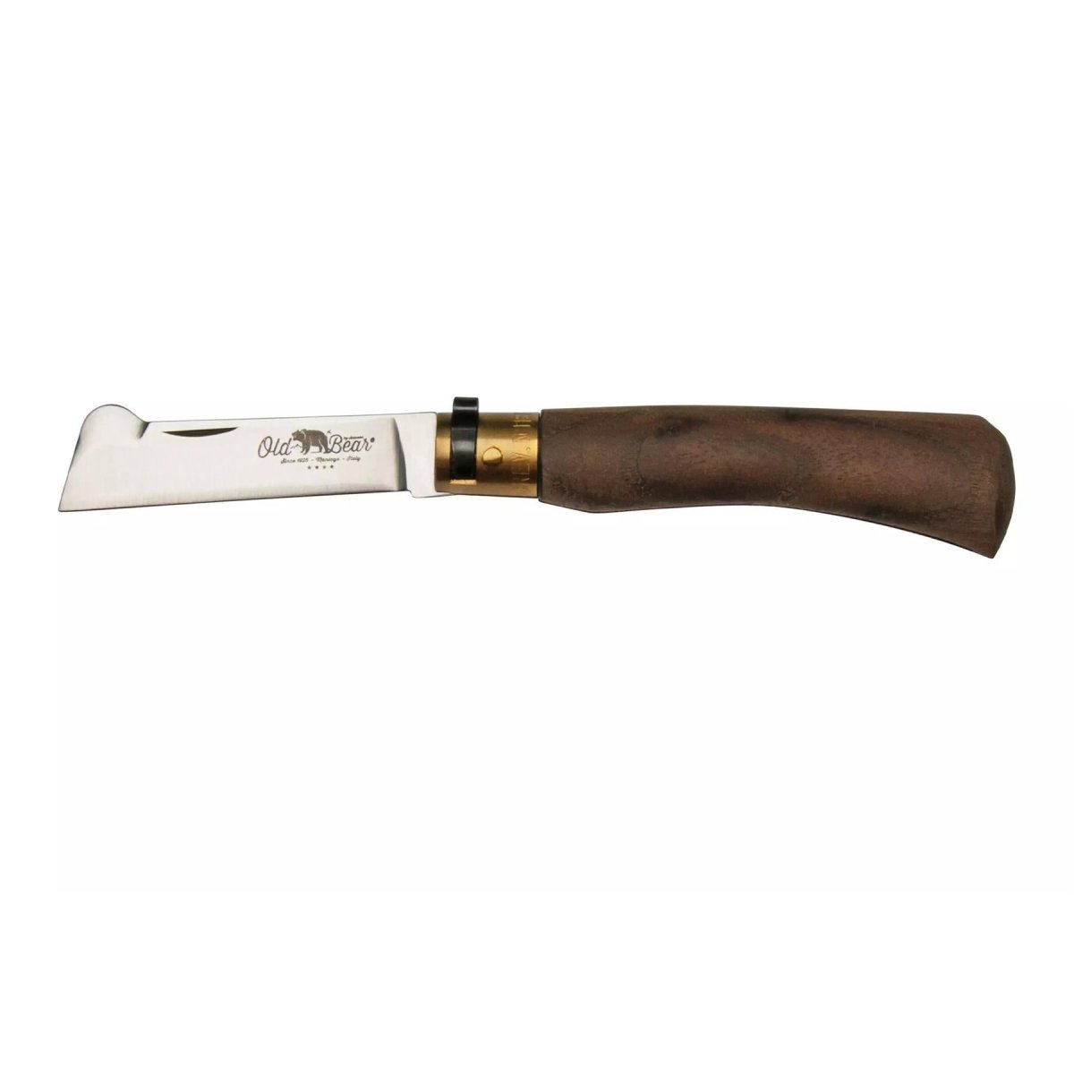 Couteau à greffer pliant Antonini Old Bear 7,5 cm en acier inoxydable manche en noyer