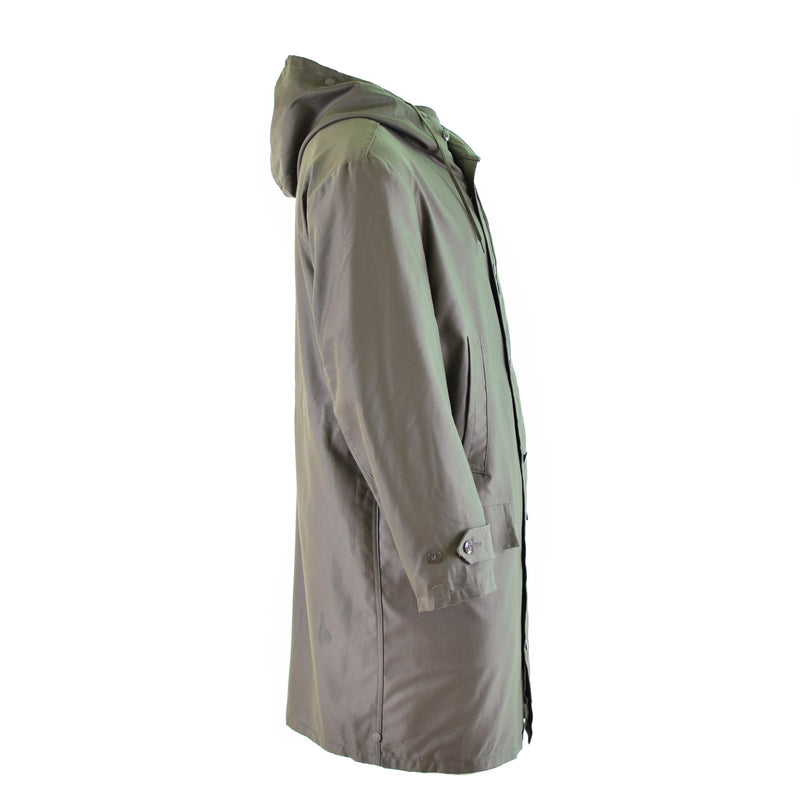 Véritable parka de l'armée allemande olive veste militaire excédentaire manteau long OD vintage NEUF