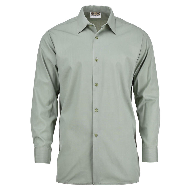 Chemise de l'armée tchèque originale olive à manches longues et boutons, surplus militaire NEUF