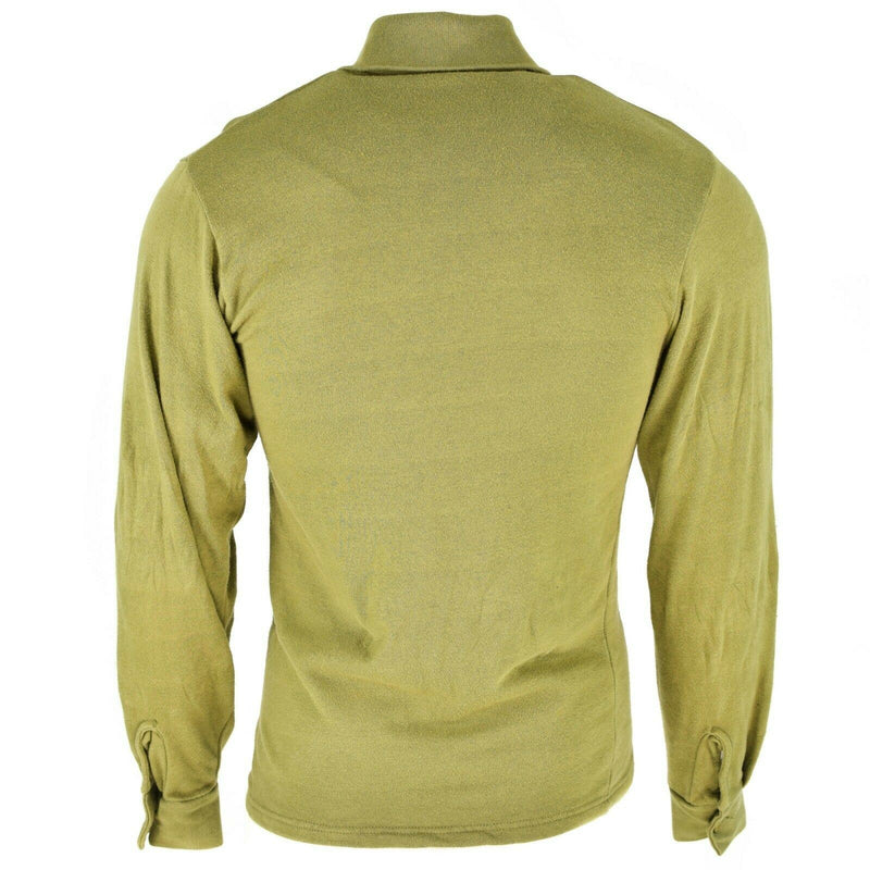 Chemise en tricot originale de l'armée britannique à fermeture éclair Sous-chemise thermique zippée Vert OD