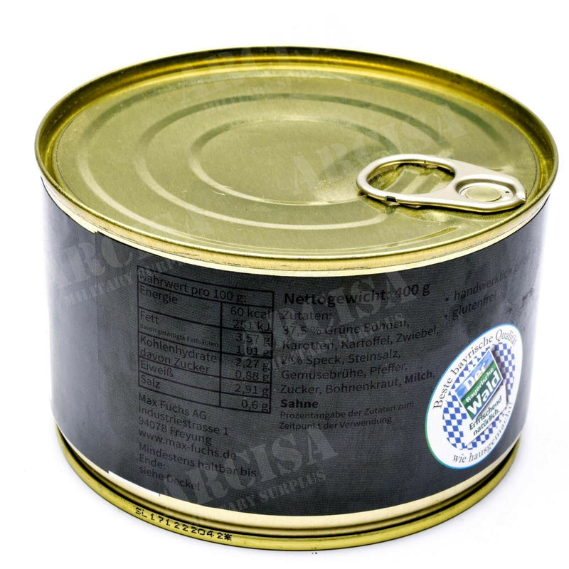 Ration d'urgence pour la survie de l'armée, nourriture en conserve, ragoût de haricots au bacon, boîte de 400 g