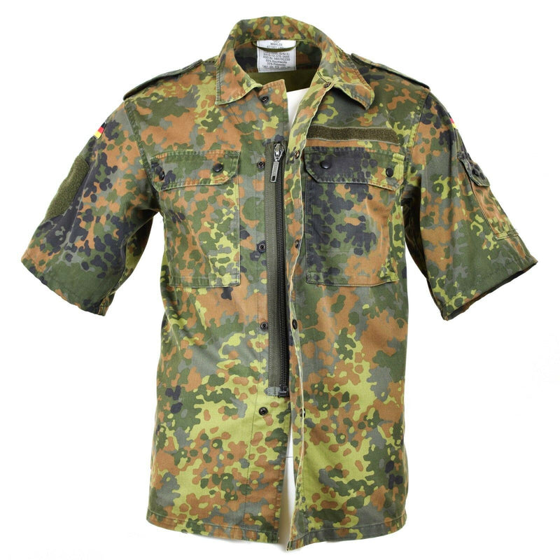 Chemise de combat allemande originale zippée flecktarn manches courtes BW Army issue