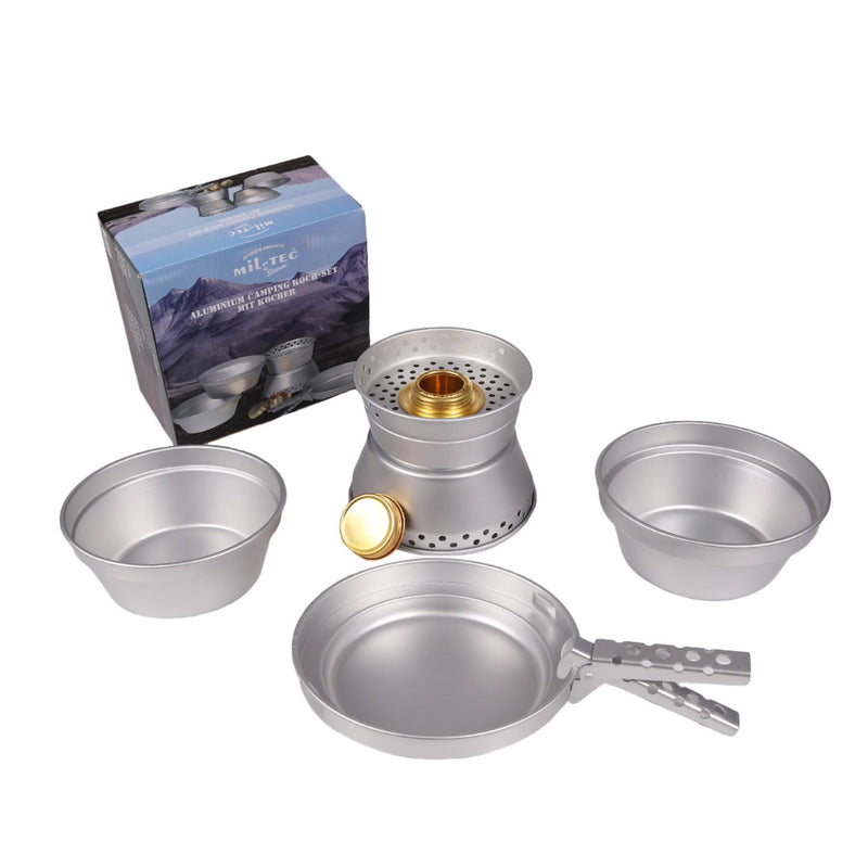 Ensemble de cuisinière en aluminium MIL-TEC, ustensiles de cuisine de randonnée, casserole de camping compacte, bol