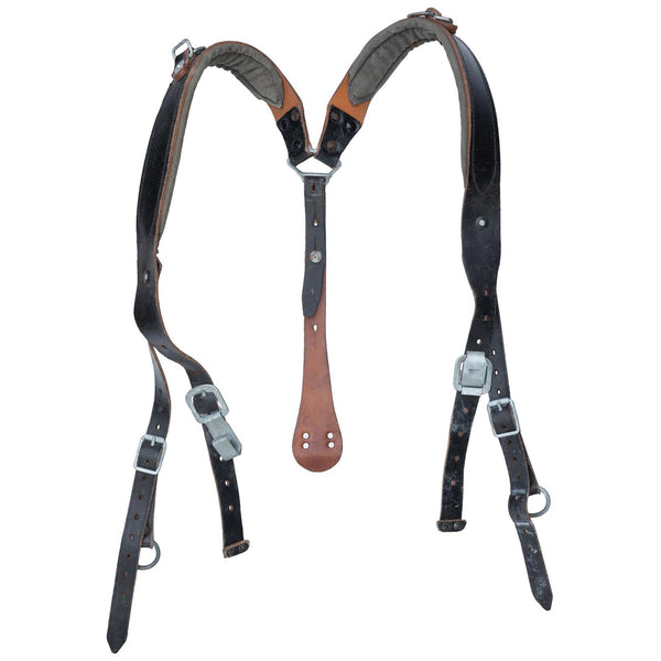 Bretelles Y-Strap originales de l'armée autrichienne en cuir véritable vintage surplus militaire