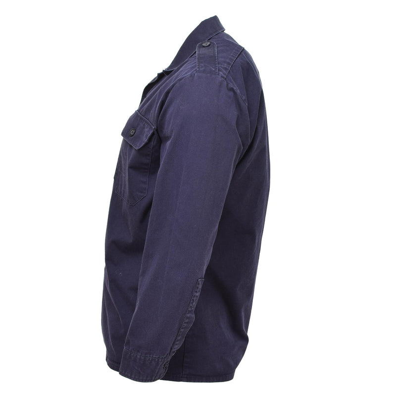 Chemises d'uniforme à manches longues de l'armée néerlandaise authentiques, veste bleu marine, surplus militaire