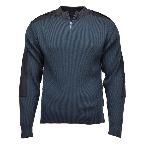 Pull bleu chaud à fermeture éclair d'origine militaire néerlandaise