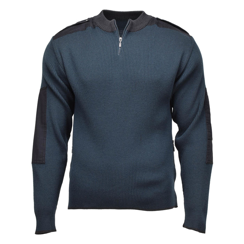 Pull bleu chaud à fermeture éclair d'origine militaire néerlandaise