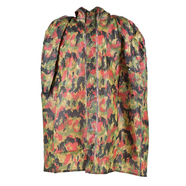 Poncho tactique en plastique camouflage original des troupes de l'armée suisse, modèle Alpenflage