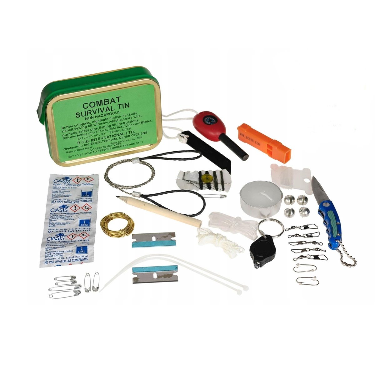 Trousse de premiers secours BCB Combat Survival Tin Kit de survie pour camping en plein air non dangereux