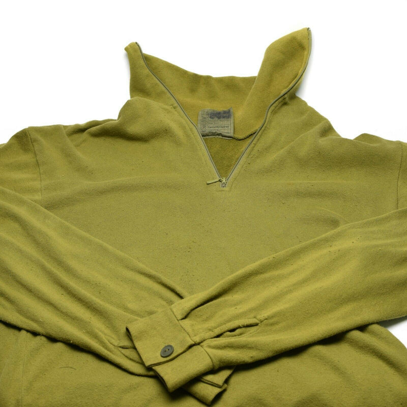 Chemise en tricot originale de l'armée britannique à fermeture éclair Sous-chemise thermique zippée Vert OD