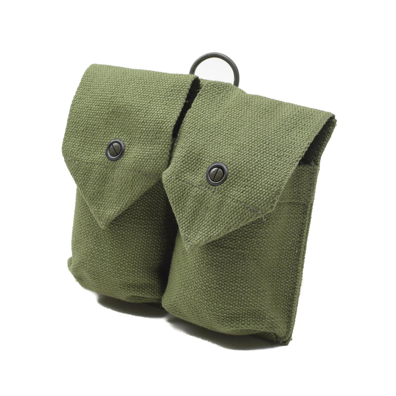Pochette de chargeur originale de l'armée norvégienne, sac à munitions double vintage en toile verte NEUF