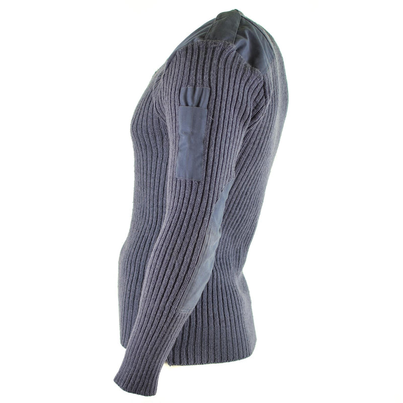 Pull original de l'armée britannique Commando Jumper Pull bleu gris en laine à col en V